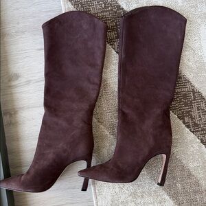 SCHUTZ Maryana suede knee high boot brown